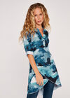 Watercolour Disruption Tunic, Aqua - Turquoise, large