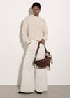 Mock Neck Textured Chunky Jumper, Stone, large