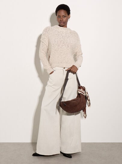 Mock Neck Textured Chunky Jumper