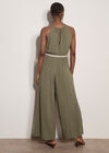 Cotton Blend Wide-Leg Jumpsuit, Khaki, large