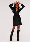 Mini-robe portefeuille en velours pailleté, Noir, grand