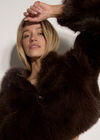 Luxe Faux Fur Short Jacket, Brown, large