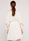 Embroidery Side Tie Dress, Cream, large