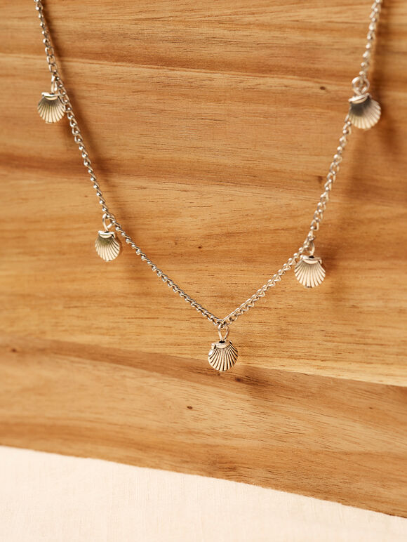  Shell Chain Necklace, Grey, large