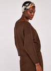 Vertical Rib Slash Neck Jumper, Brown, large