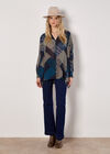 Geo Patchwork Chiffon Shirt, Teal, large