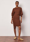Ribbed Knit Bodycon Midi Dress, Rust, large