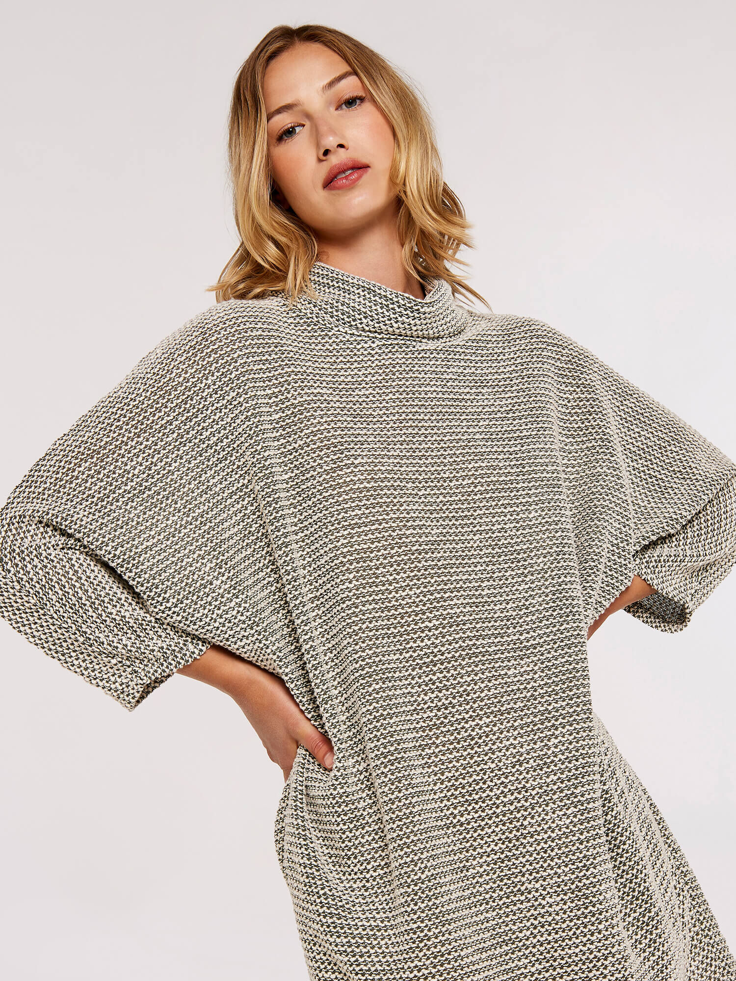 Boucle Jersey Cocoon Mini Dress Apricot Clothing