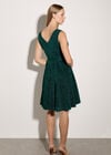 Metallic Pleat Skater Mini Dress, Teal, large