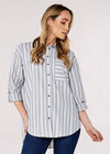 Multi Stripe Oversized Shirt, Blue, large