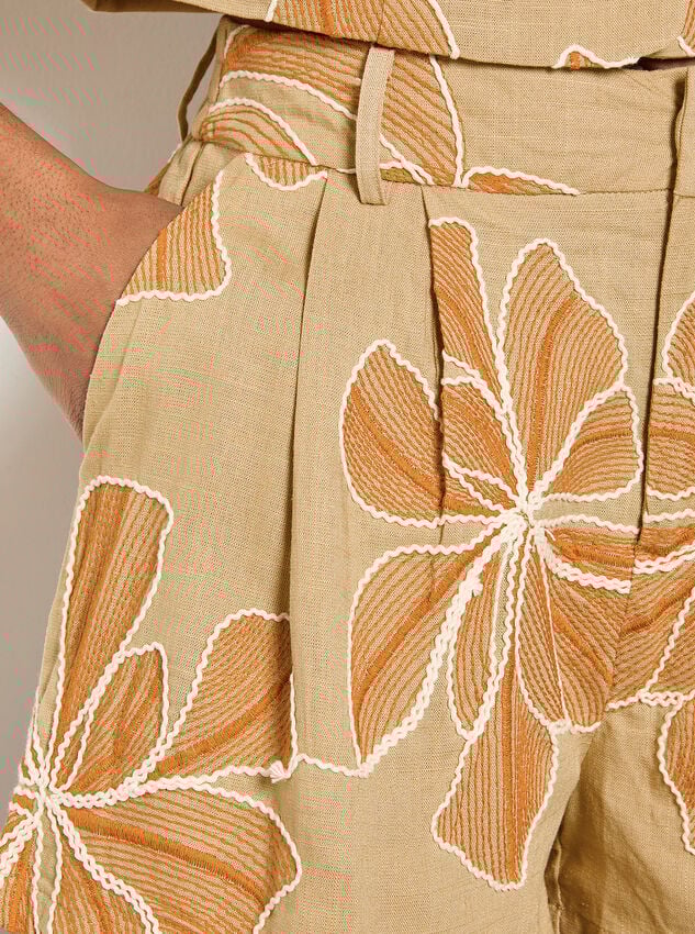 Embroidered Floral Shorts, Stone, large