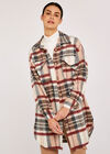 Plaid Print Longline Shacket, Burgundy, large
