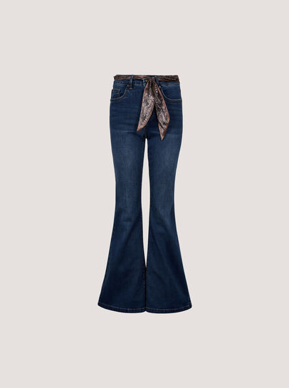 Lulu Scarf Belt Flare Jeans