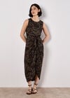 Batik Leaf Wrap Midi Skirt, Black, large