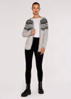 Fairisle Zip Through Cardigan, Grey, large