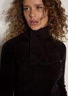 Ribbed Knit Asymmetric Cardigan, Black, large