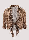 Zebra Tie Waist Top, Brown, large