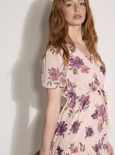 Floral Rose Chiffon Mini Dress