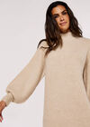 Knit Jumper Mini Dress, Stone, large