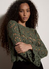 Boho Floral Cotton Crochet Top, Khaki, large