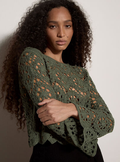 Boho Floral Cotton Crochet Top