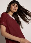 Slub Shimmer Tunic Mini Dress, Burgundy, large