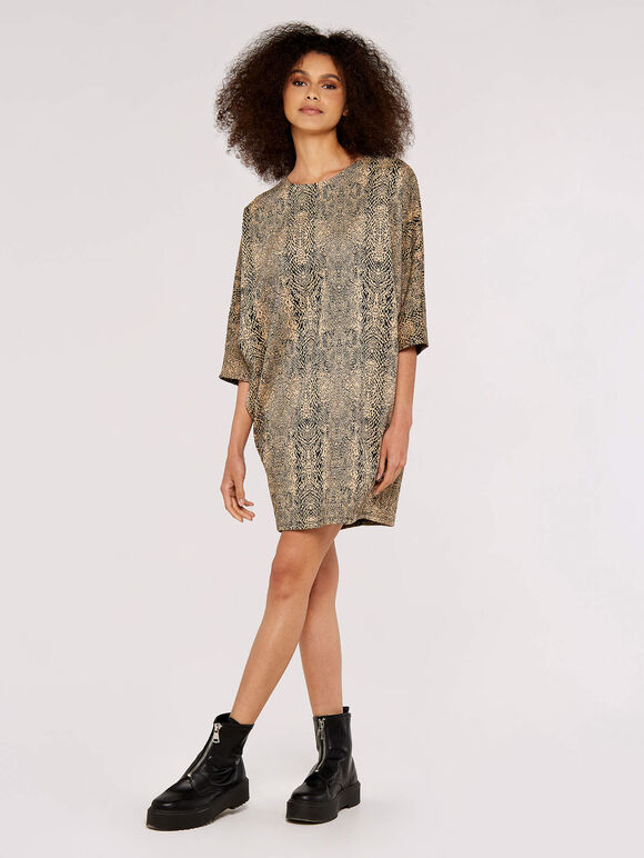 Leopard Print Cocoon Dress, Stone, large