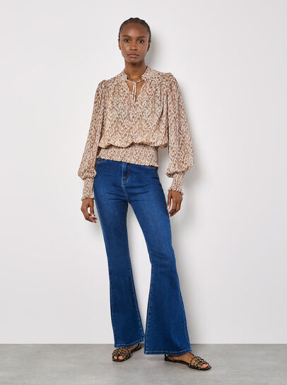 Ikat Swirl Shimmer Chiffon Top