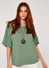 Textured Oversized Necklace Top, Green, large