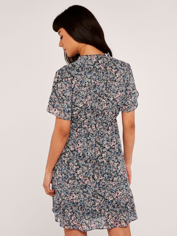 Ditsy Angel Sleeve Ruffle Dress, Mint, large