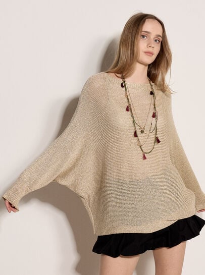 Gold Shimmer Open Knit Jumper