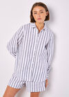 Striped Linen Shirt, Navy, large