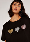 Iridescent Hearts Tshirt, Black, large