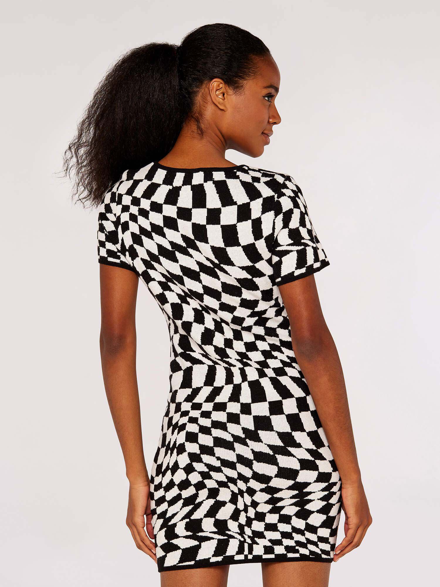 Check Bodycon Knit Dress