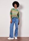 Boucle Knit Multicolour Jumper, Green, large