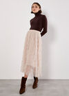 Wavy Tulle Midi Skirt, Cream, large