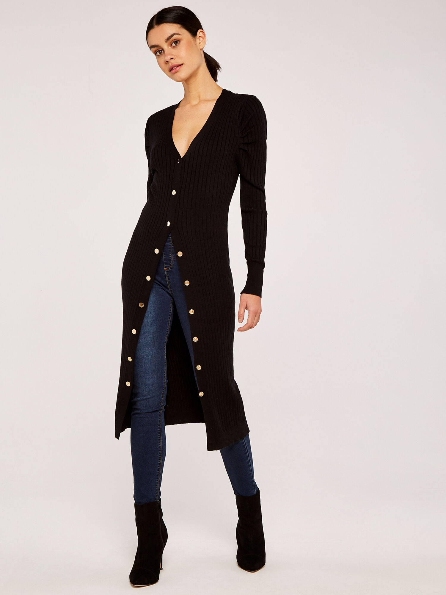 Ribbed longline cardigan outlet