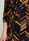 Black Spliced Stripe Ripple Shirt Dress, Black, large