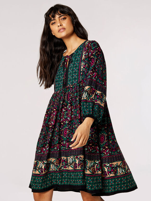 Colour Pop Tile Mini Dress, Black, large