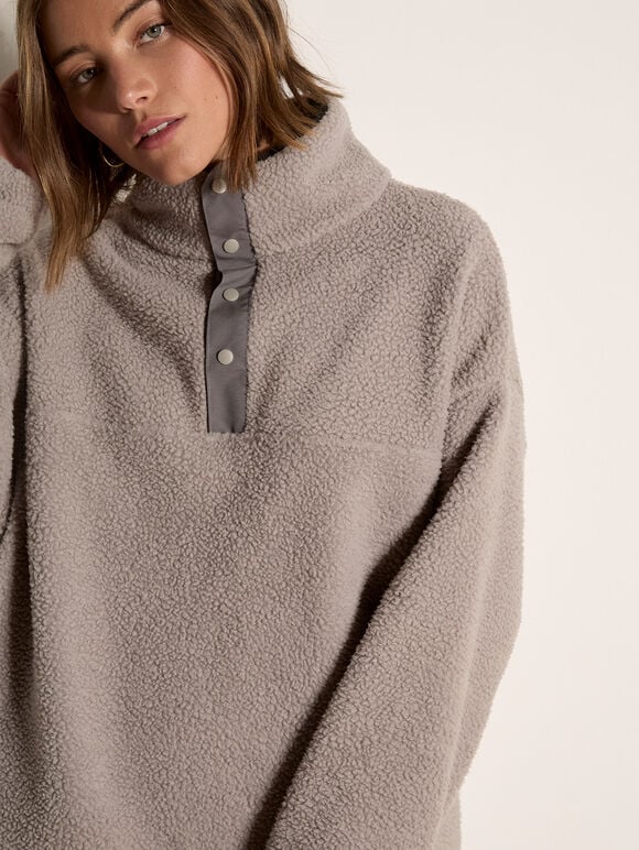 Soft Borg Fleece Jumper, Grey, large