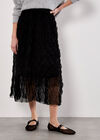 Wavy Tulle Midi Skirt, Black, large