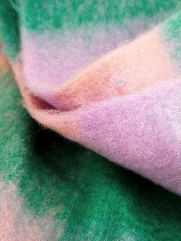 Check Colour Block Scarf, Pink, large
