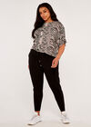 Curve Drawstring Waist Knitted Joggers, Black, large