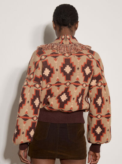 Soft Boho Geo Fringe Cardigan