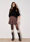 Check Pleated Mini Skirt, Burgundy, large
