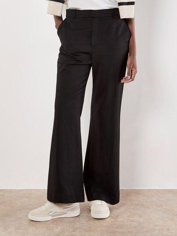 Tailored Flare Trousers, Black, large