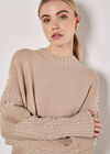 Pearl Gemstone Embellished Jumper, Brown, large