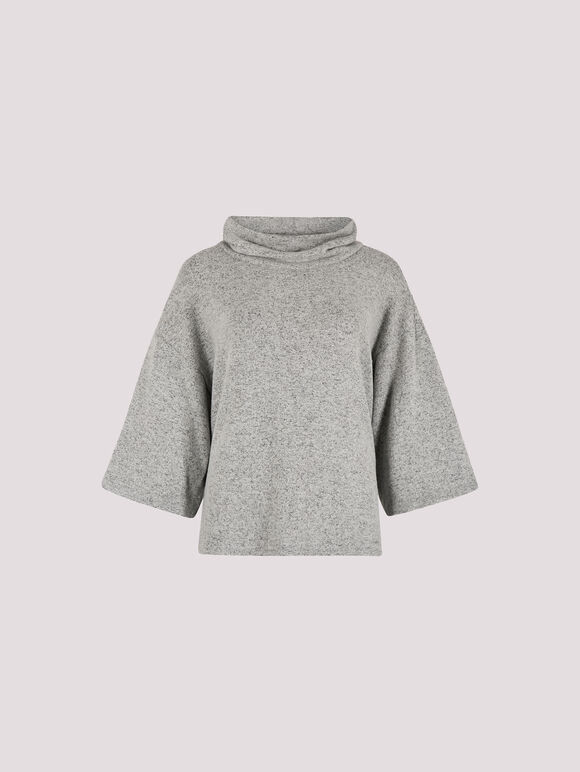 Soft Touch Cowl Neck Top, Light Grey / Silver, large