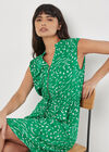 Animal Print Zip Mini Dress, Green, large