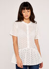 Broderie Peplum Top, Cream, large